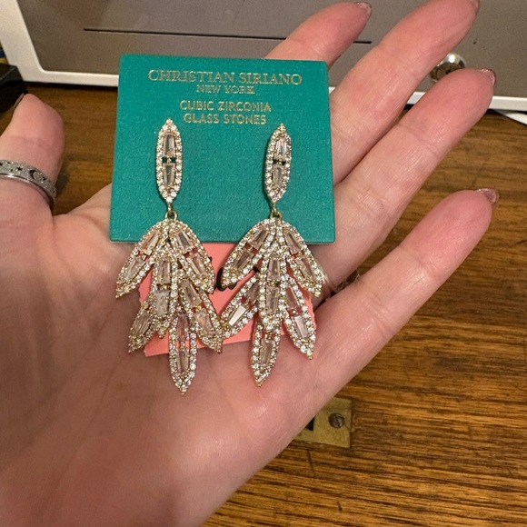 Christian Siriano Jewelry - Christian Siriano Gold and Silver Leaf Drop Earrings